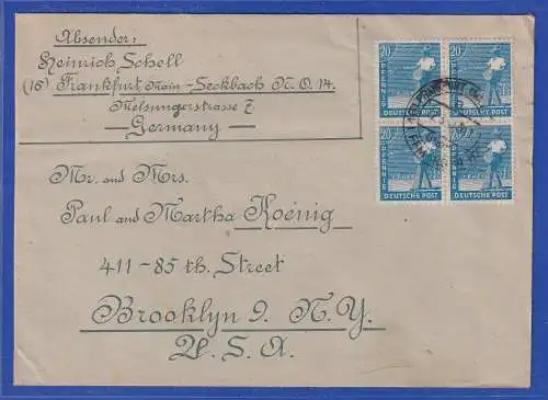 Allg. Besetzung 1948 Auslands-Brief gel. von Frankfurt/M. n. Brooklyn N.Y. USA