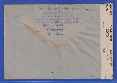 Allg. Besetzg. 1947 Zensur-Auslands-Brief gelaufen von Hamburg nach Basel (CH)