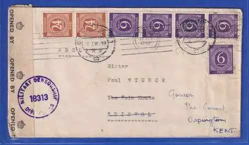 Allg. Besetzg. 1947 Zensur-Auslands-Brief gel. von Düsseldorf n. Orpington (GB)