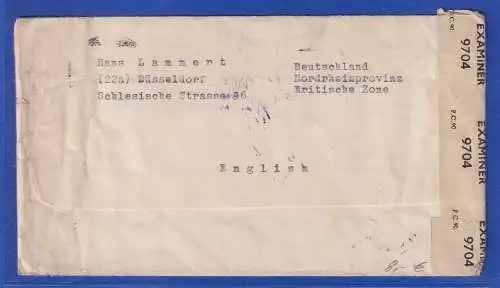 Allg. Besetzg. 1947 Zensur-Auslands-Brief gel. von Düsseldorf n. Orpington (GB)