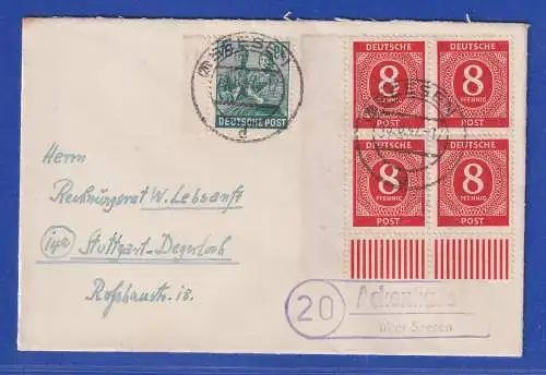 Allg. Besetzg. 1948 Brief gel. von Ackenhaus (Seesen) nach Stuttgart-Degerloch