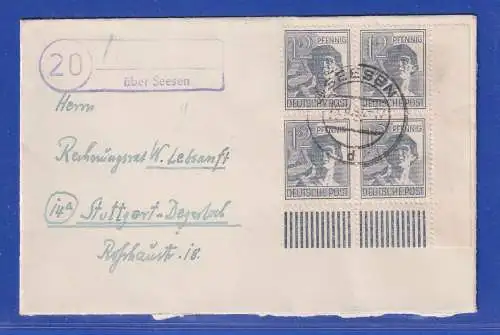 Allg. Besetzg. 1947 Brief gel. von Ackenhaus (Seesen) nach Stuttgart-Degerloch