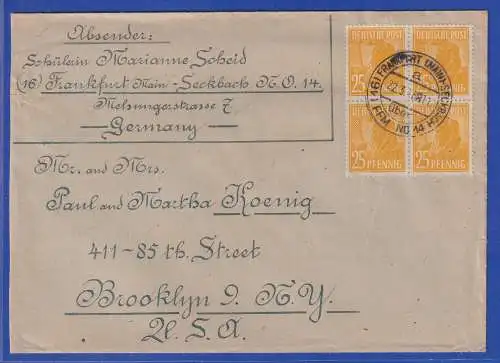 Allg. Besetzg. 1948 Auslands-Brief gel. v. Frankfurt/M. nach Brooklyn N.Y. 