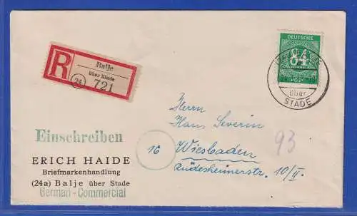 Allg. Besetzg. 1948 R-Brief gelaufen von Balje nach Wiesbaden