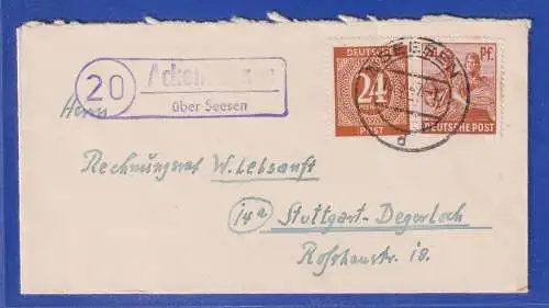 Allg. Besetzung 1947 Brief gel. von Ackenhaus (Seesen) n. Stuttgart-Degerloch