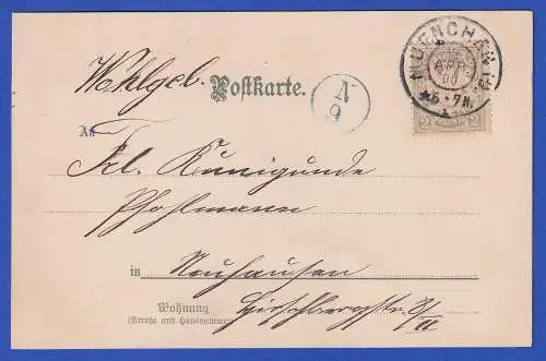 Bayern 1900 Wappen 2 Pfg. Mi.-Nr. 65x auf Bildpostkarte Ostergruß O München