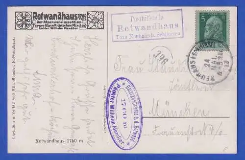 Bayern 1912 AK mit O Posthilfsstelle Rotwandhaus Neuhaus bei Schliersee