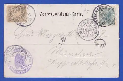 AK Stripsenjochhütte mit Österreichisch-Bayerischer Mischfrankatur 1902