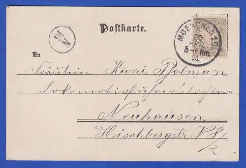 Bayern 1900 Wappen 2 Pfg. Mi.-Nr. 65x auf Bildpostkarte O München