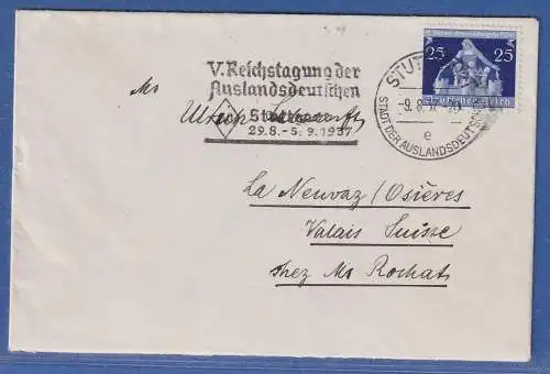 Dt. Reich 1937 Mi.-Nr. 620 als EF auf Auslands-Brief mit So.-O STUTTGART