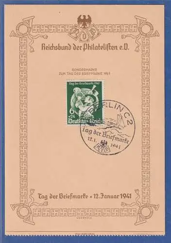 Dt. Reich 1941 Tag der Briefmarke Mi.-Nr.762 a. Schmuckkarte mit ET-So.-O BERLIN