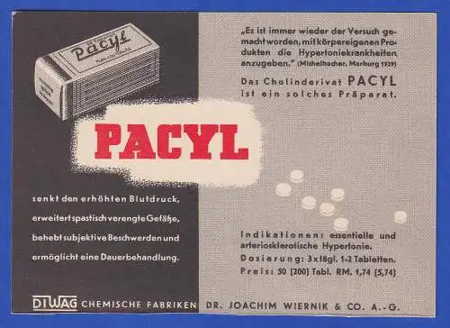 Dt. Reich 1939 Absender-Freistempel 3 Pfg. auf Werbe-Drucksache PACYL der DIWAG