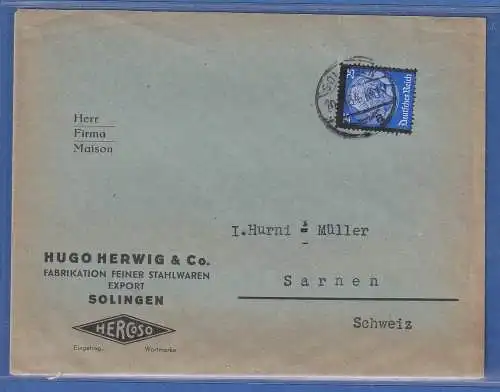 Dt. Reich 1934 Tod von Hindenburg 25 Pfg Mi.-Nr. 553 als EF auf Brief O SOLINGEN