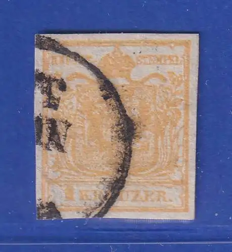 Österreich 1850 1 Kreuzer Mi.-Nr. 1X DG doppelseitiger Druck O gpr. Ferchenbauer