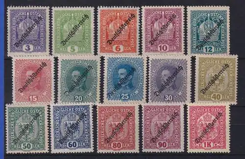 Österreich 1918/19 Aufdruck Deutschösterreich Mi.-Nr. 228-242 Satz kpl. **