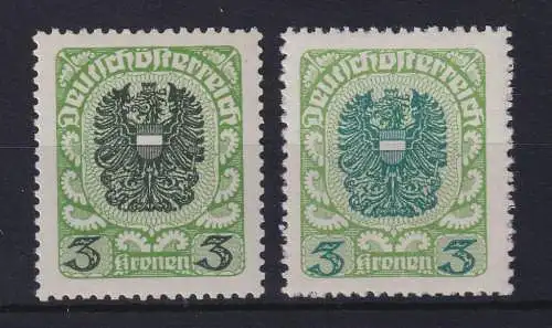 Österreich 1921 Wappen 3 Kr Mi.-Nr. 316xa und 316xc postfrisch **