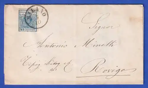 Lombardei-Venetien 1858 Wappen 45 C Mi.-Nr. 5Y auf Brief O MILANO nach Rovigo