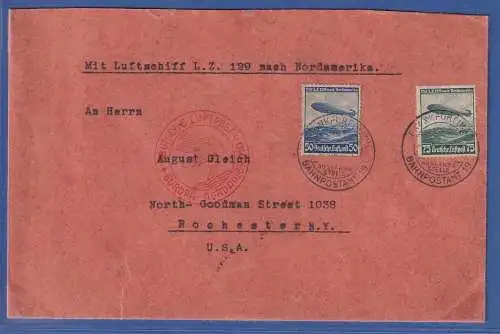 Dt. Reich Zeppelin-Post 1936 Mi.-Nr. 606-607 auf Brief O FRANKFURT/MAIN