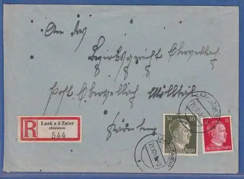 Dt. Reich 1943 Hitler Mi.-Nr. 788, 794 in MiF auf R-Brief O LAAK A. D. ZAIER