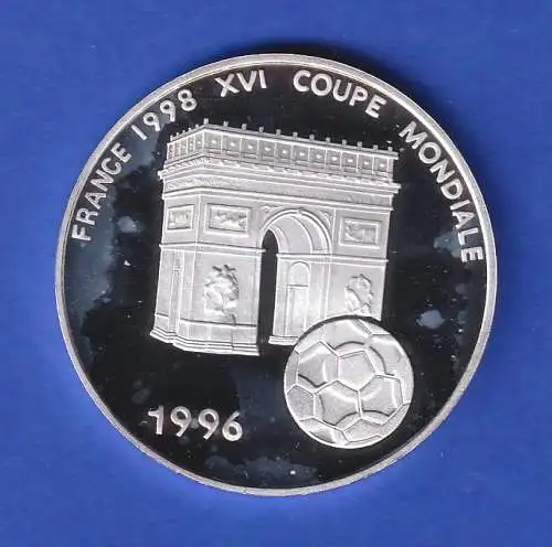 Benin 1996 Silbermünze 1000 Francs Fußball-WM FRANCE 98 Triumphbogen PP 