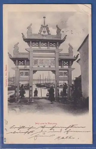 Deutsche Post in China Mi.-Nr. 30 O HANYANG auf AK Jetty Gate 1907