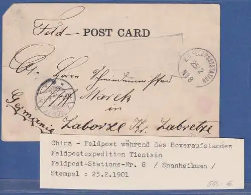 Dt. Post in China Karte 1901 O Boxeraufstand Feldpost-Station-Nr. 8 AK Peking