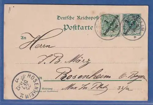 Deutsch-Ostafrika GA Postkarte Mi.-Nr.P5 m. Zufrankatur Mi.-Nr.7 O DAR-ES-SALAAM