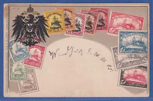 Deutsch-Südwestafrika Feldpostkarte Briefmarkencollage O WINDHUK 1905