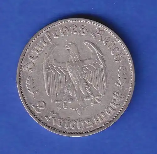 Dt. Reich Silbermünze 2 Reichsmark Schiller 1934 sehr schön