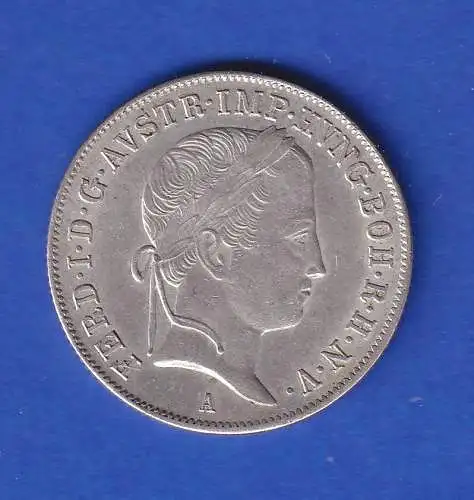 Österreich 1848 Silbermünze Kaiser Ferdinand I. 20 Kreuzer vz !