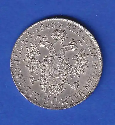 Österreich 1848 Silbermünze Kaiser Ferdinand I. 20 Kreuzer vz !