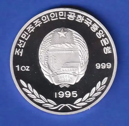 Nord-Korea 1995 Silbermünze 500 Won Fußball-WM FRANCE 1998 PP 
