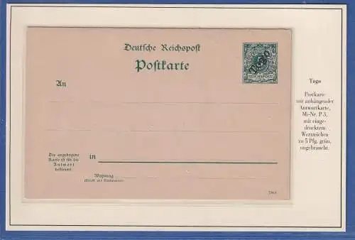 Dt. Kolonien Togo GA Postkarte Mi.-Nr. P3 ungebraucht *