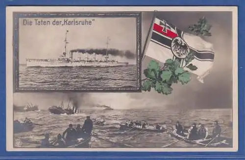 Feldpostkarte Kreuzer "Karlsruhe" m. O KAIS. DEUTSCHE MARINE-SCHIFFSPOST No. 110