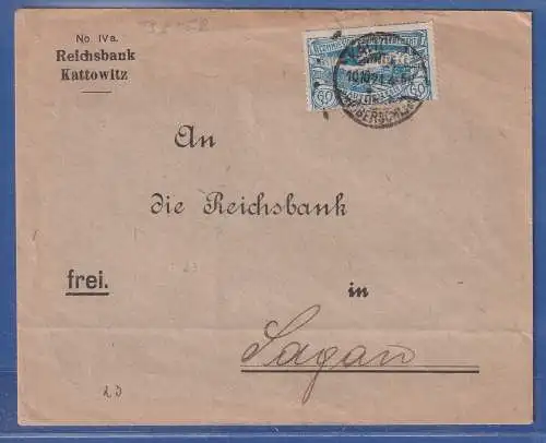 Dt. Abstimmungsgeb. Oberschlesien 1921 Mi.-Nr. 23 als EF auf Brief O KATTOWITZ