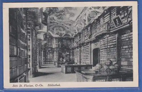 Alte AK Österreich Stift St.Florian, Bibliothek, ungelaufen