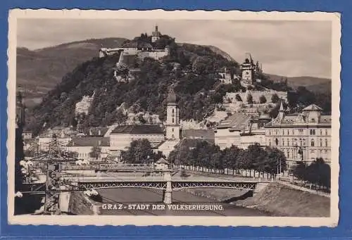 Alte AK Österreich Graz, Panorama mit Fluss, gebraucht 1939