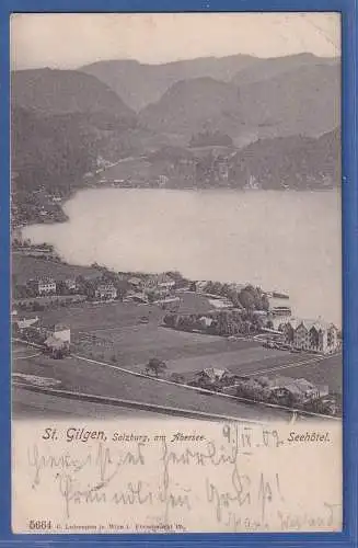 Alte AK Österreich St.Gilgen, Salzburg am Abersee, Seehotel, gebr. 1902