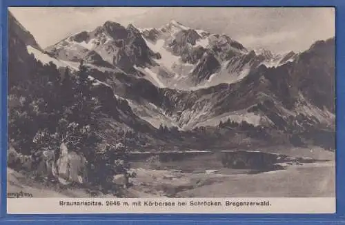 Alte AK Österreich Braunarispitze mit Körbersee bei Schröcken, gebraucht 1926