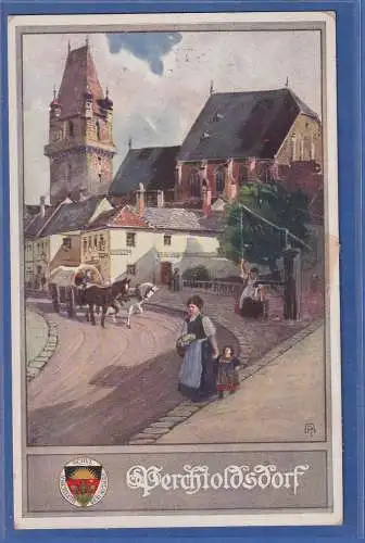 Alte AK Österreich Perrchtoldsdorf, gebraucht 1911, mit Vignette