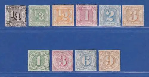 Thurn und Taxis 1866 Freimarken kpl. Satz 10 Werte Mi.-Nr. 45-54  postfrisch ** 