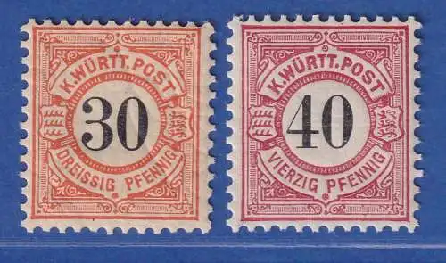 Württemberg 1900 Freimarken 30 und 40 Pfg.  Mi.-Nr. 61-62 postfrisch ** 