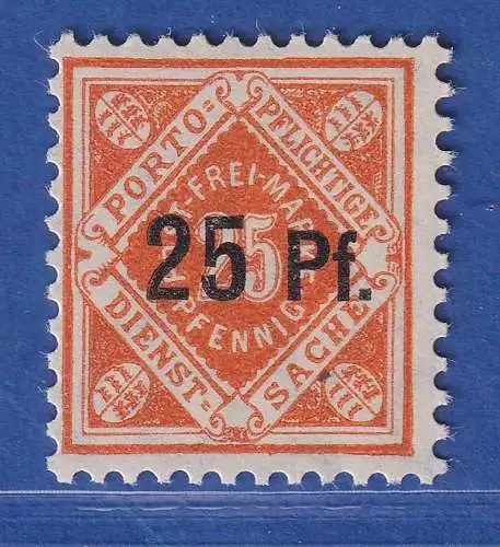 Württemberg 1916 Dienstmarke mit Aufdruck 25Pfg Mi.-Nr. 122 X postfrisch **