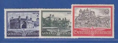 Generalgouvernement 1941 Bauwerke Krakau, Tyniec  Mi.-Nr. 63-65 Satz 3 Werte **