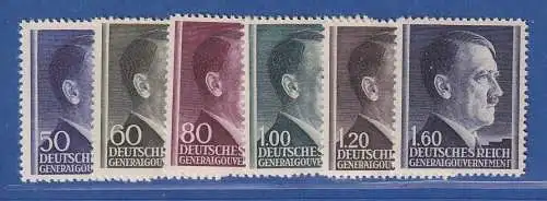 Generalgouvernement 1942 Freimarken Adolf Hitler Mi.-Nr. 83-88 A Satz 6 Werte **