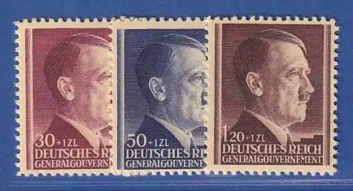 Generalgouvernement 1942 Geb. von Adolf Hitler Mi.-Nr. 89-91 Satz 3 Werte **