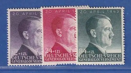 Generalgouvernement 1943 Geb. von Adolf Hitler Mi.-Nr. 101-103 Satz 3 Werte **