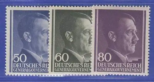 Generalgouvernement 1943 Adolf Hitler Mi.-Nr. 110-112 Satz 3 Werte ** 