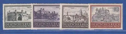 Generalgouvernement 1943 Bauwerke Mi.-Nr. 113-116 Satz 4 Werte ** 