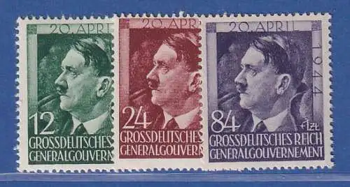 Generalgouvernement 1944 Geburtstag A. Hitler Mi.-Nr. 117-119 Satz 3 Werte ** 